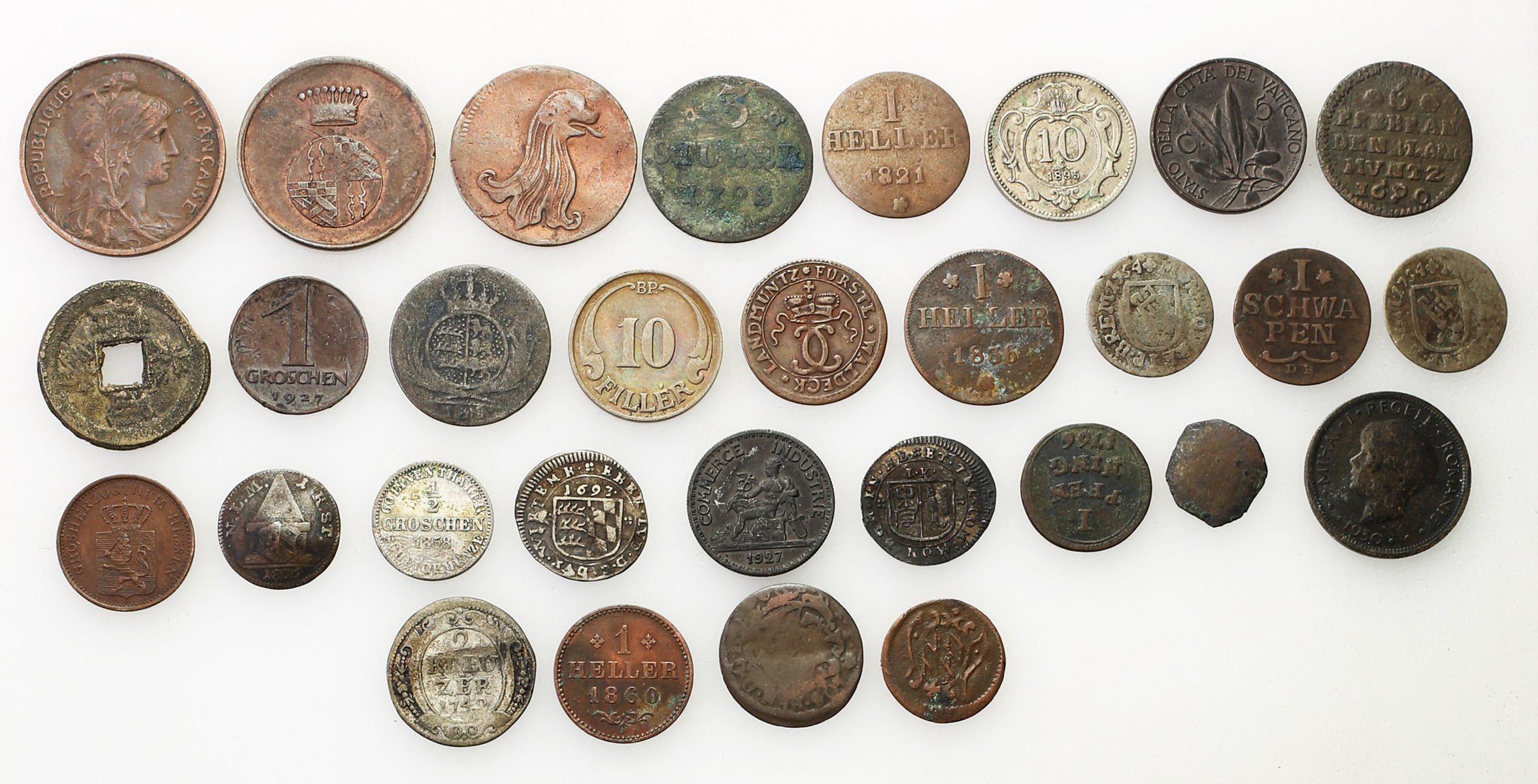 Świat - Chiny, Niemcy, Francja, Watykan, zestaw 30 monet